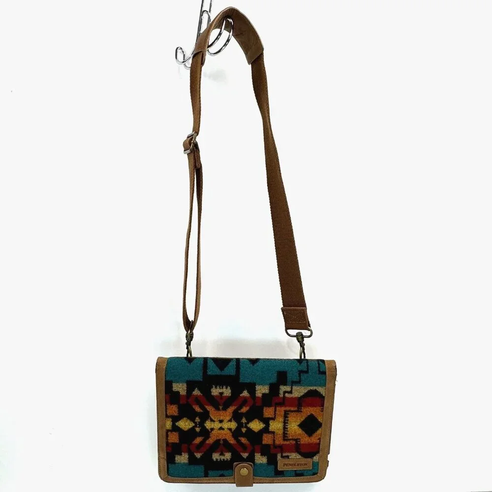 Pendleton Tablet Cover Aztec Wool Leather Adjustable Detachable Crossbody Strap